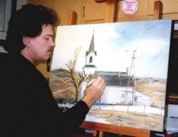 Gary working on a painting.